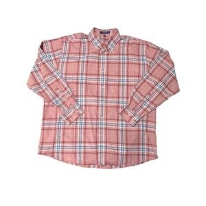 Alan Flusser Men's Size XL Red Plaid Long-Sleeve‎ Button-Down Shirt